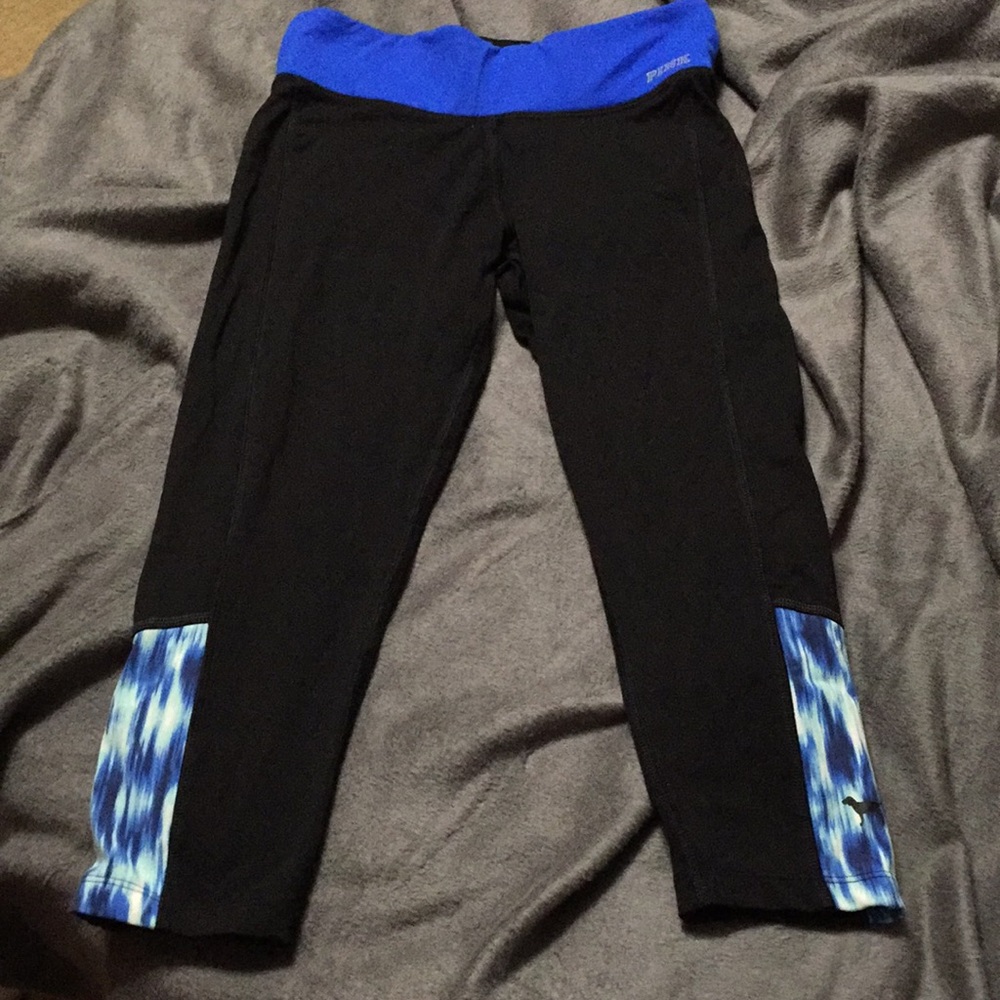 PINK capris. XS size. Blue with detail on calf.